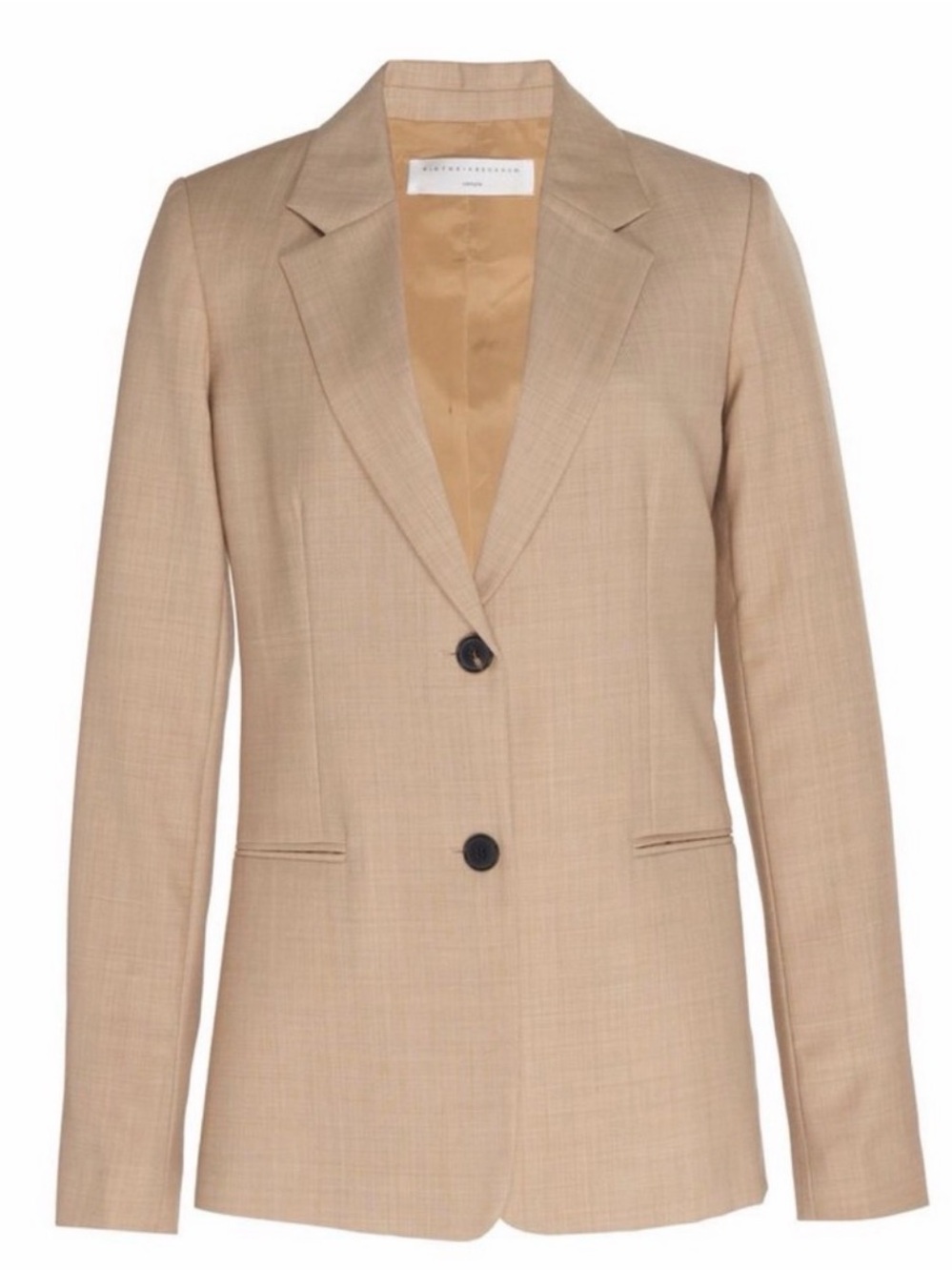 Victoria Beckham Beige Tailored Blazer with Notched Lapels